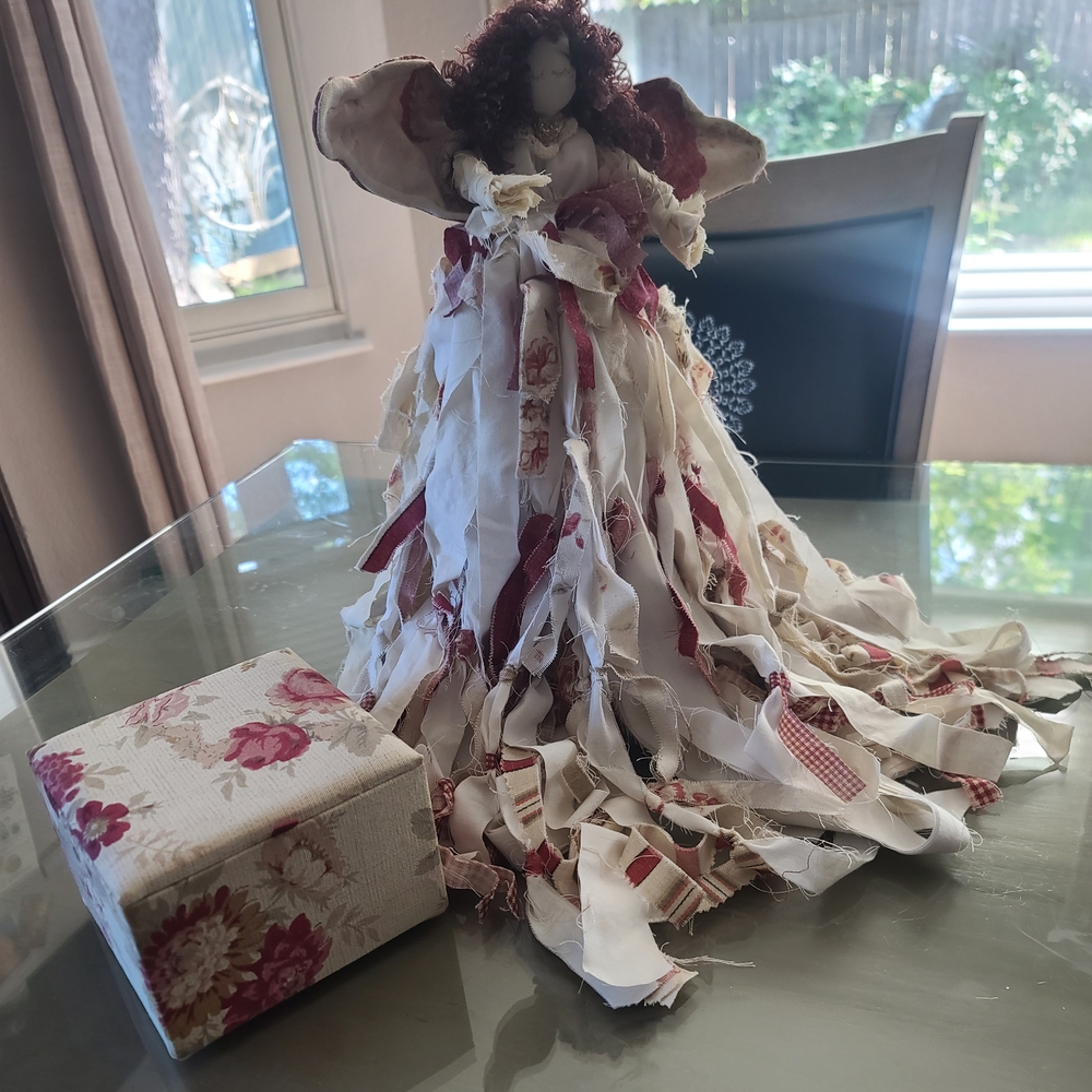 Floral Angel Figurine with Fabric Dress